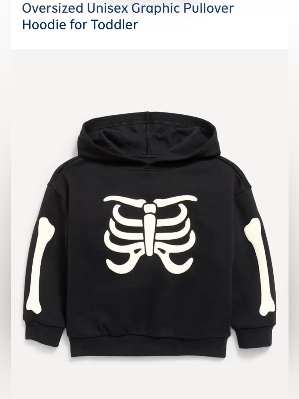 Old Navy Black Hoodie with White Skeleton Graphic